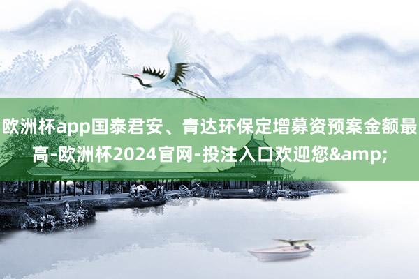 欧洲杯app国泰君安、青达环保定增募资预案金额最高-欧洲杯2024官网-投注入口欢迎您&