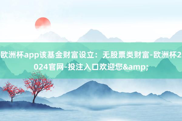 欧洲杯app该基金财富设立：无股票类财富-欧洲杯2024官网-投注入口欢迎您&