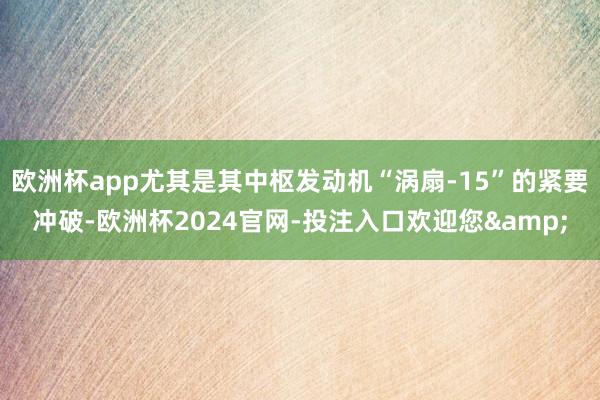 欧洲杯app尤其是其中枢发动机“涡扇-15”的紧要冲破-欧洲杯2024官网-投注入口欢迎您&