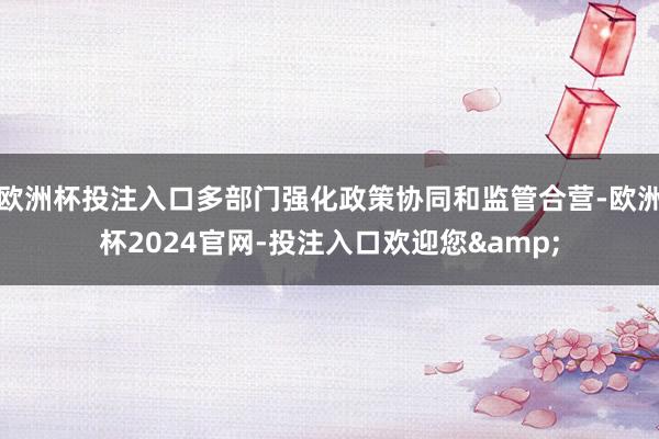 欧洲杯投注入口多部门强化政策协同和监管合营-欧洲杯2024官网-投注入口欢迎您&