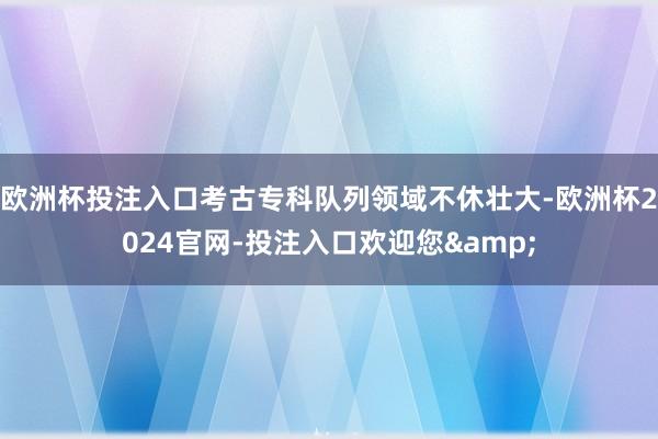 欧洲杯投注入口考古专科队列领域不休壮大-欧洲杯2024官网-投注入口欢迎您&